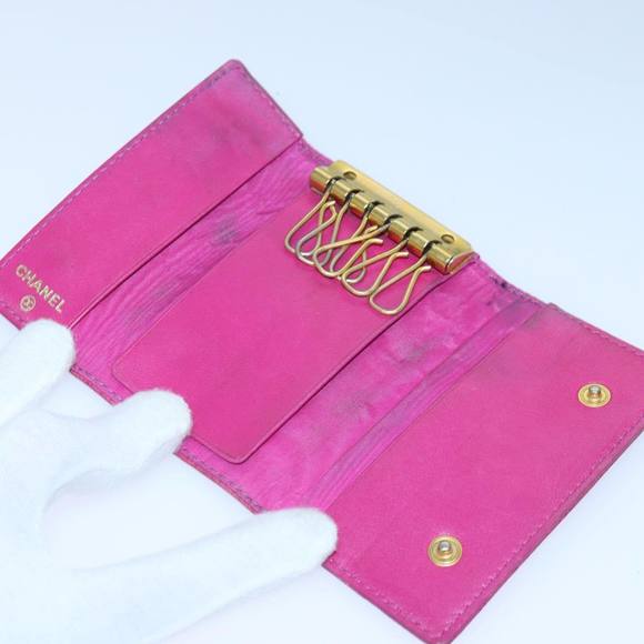 CHANEL Key Case Caviar Skin Pink Gold CC Auth ac3181 - Picture 8 of 16
